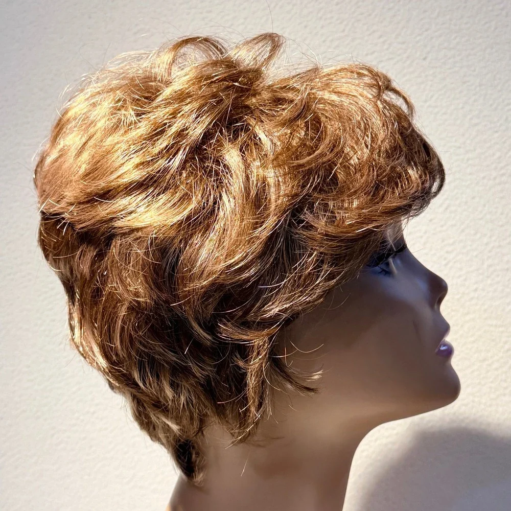 Jon Renau Wig Womens Brown Blonde Short Layered Pixie Shag Synthetic Fiber
